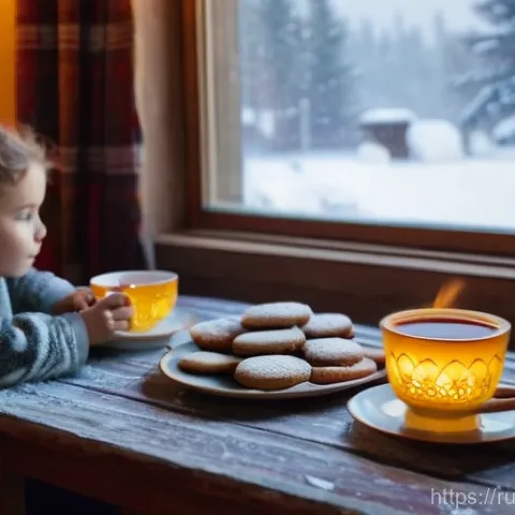 육군 부대 내 동계 장비 - **Cozy Russian Winter Evening at Home:** A warm and inviting scene inside a traditional Russian home...