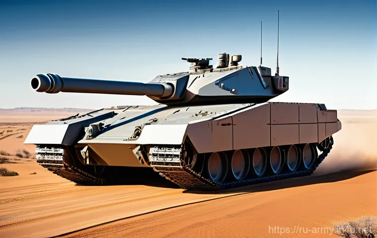 육군 전차 종류 및 비교 - **Prompt:** A sophisticated M1A2 Abrams main battle tank positioned on a high vantage point overlook...