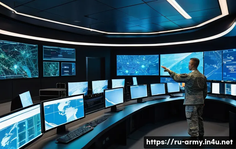육군 군사지휘 체계 - **Prompt 1: Futuristic Network-Centric Command Center**
"A wide-angle shot of a cutting-edge, br...