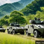 Home 19 육군 한미연합훈련 개요 - A dynamic military training scene showcasing joint US and South Korean forces in a lush forest envir...